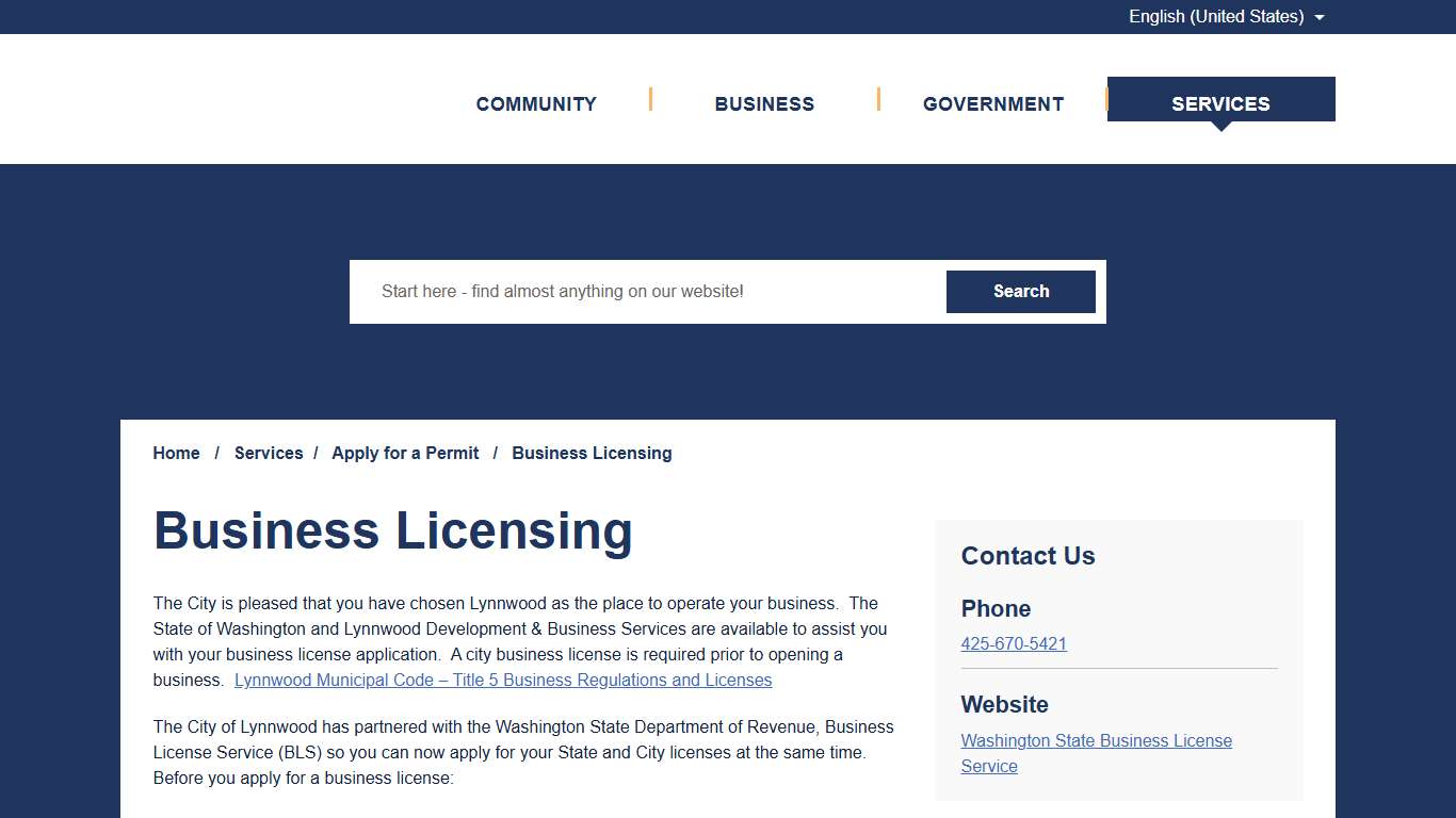 Business Licensing – City of Lynnwood
