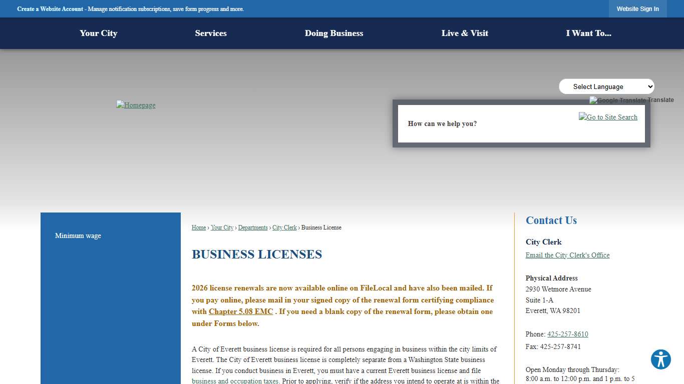Business Licenses | Everett, WA - Official Website