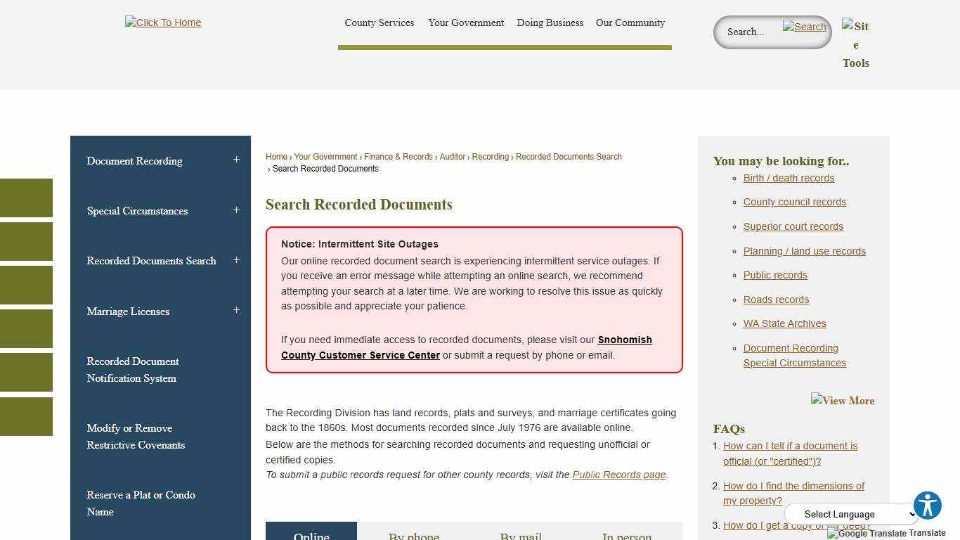 Search Recorded Documents | Snohomish County, WA - Official Website